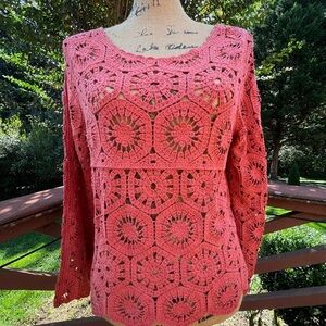 Crochet Women's Top long sleeve size m